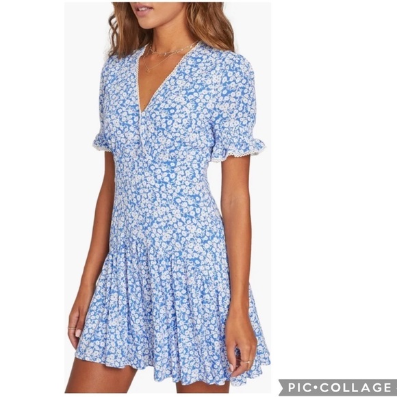 Lost + Wander Villa by the Sea Floral Picot Trim Peasant Minidress - Picture 2 of 9
